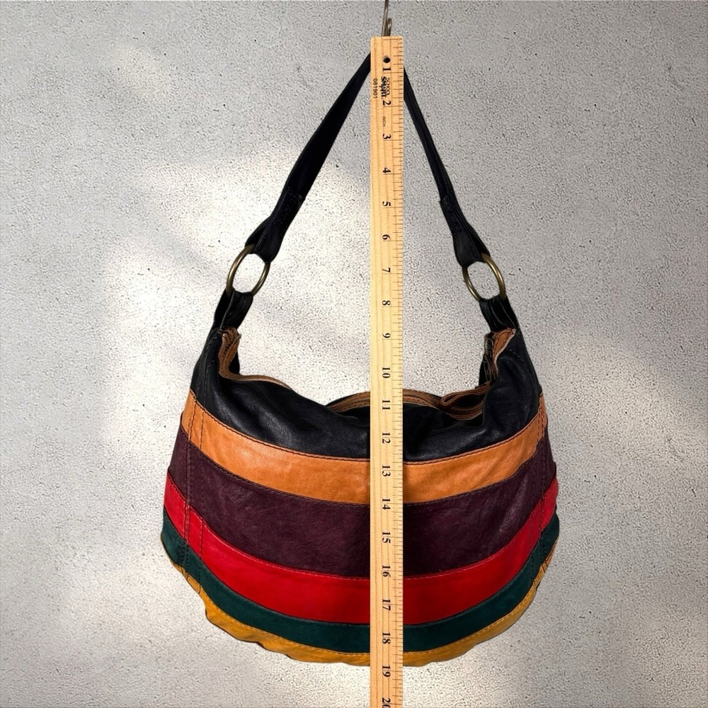 Vtg Y2K LUCKY BRAND Ugly Betty Colorful Leather Patchwork Hobo Shoulder Bag - Picture 6 of 7